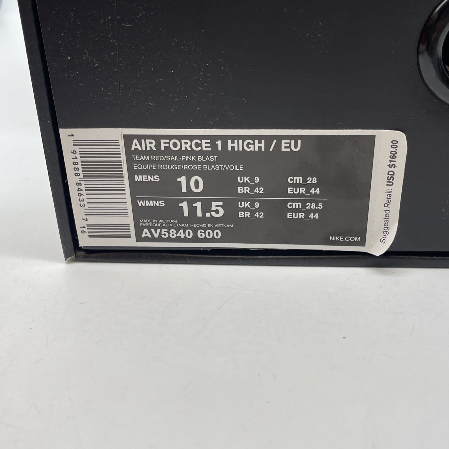 Size 10 - Nike Emotionally Unavailable x Air Force 1 High Heart (AV5840-600)
