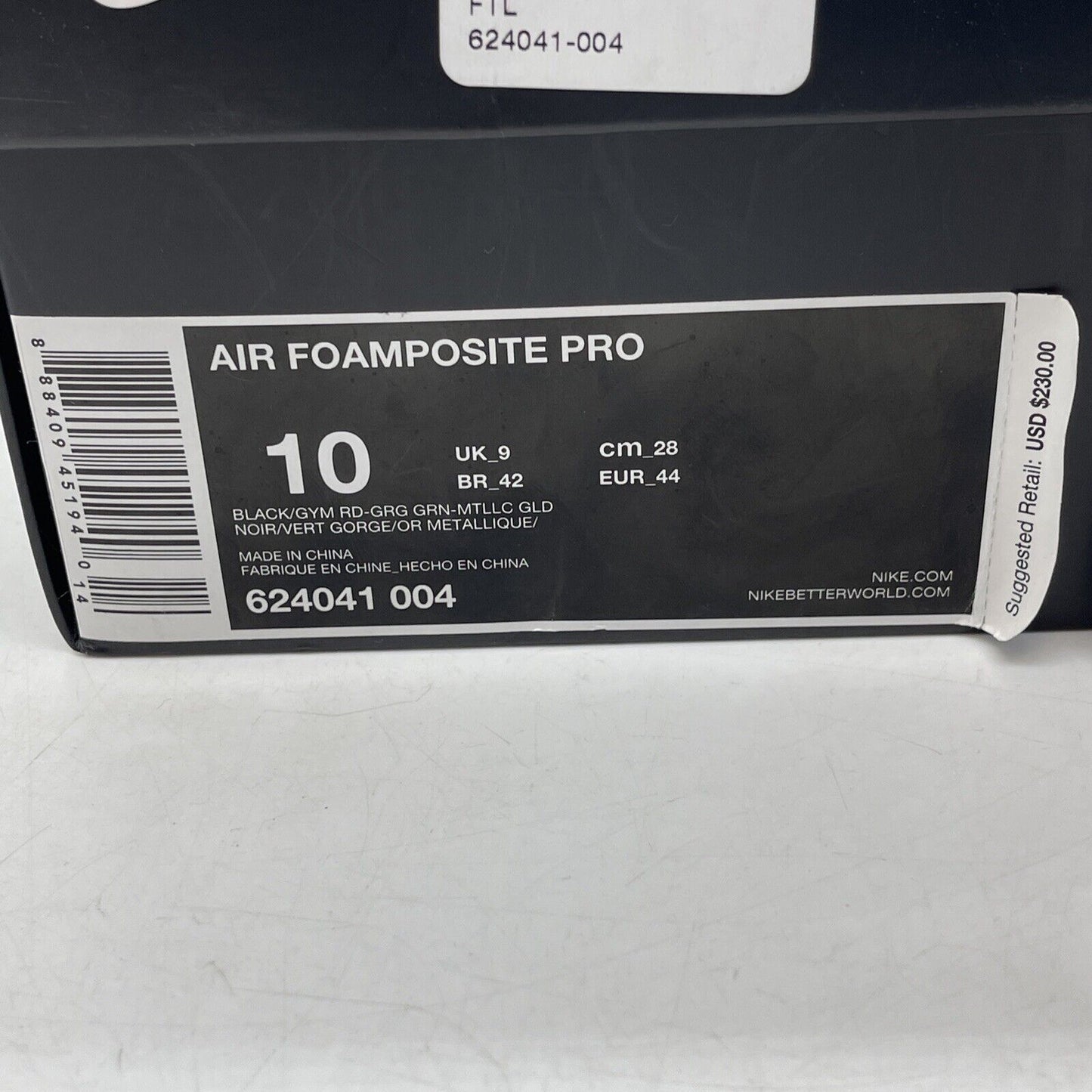 Size 10 - Nike Foamposite Pro Gucci - Black Green Red Leather (624041-004)