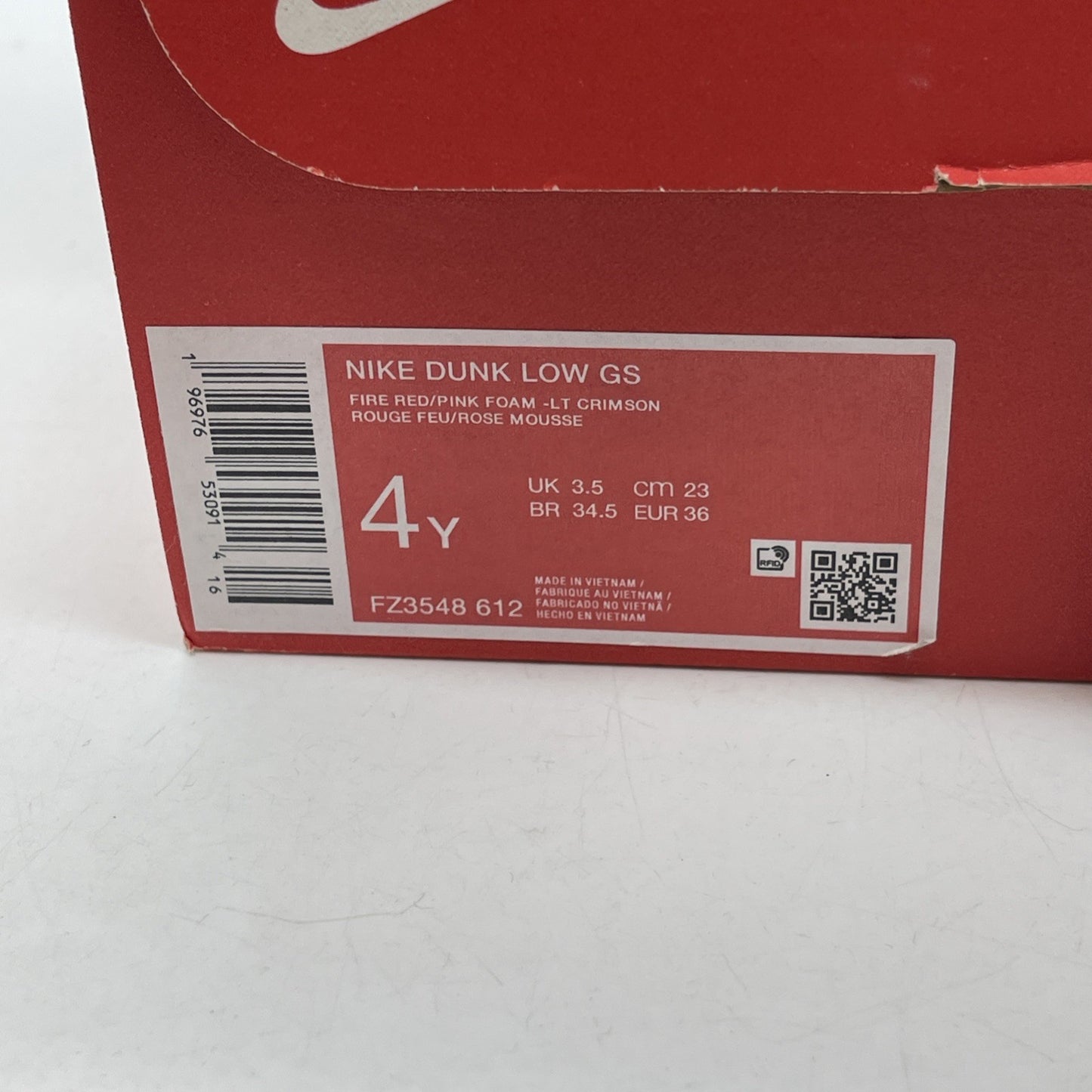 Size 4Y (GS) - Nike Dunk Low Valentine's Day Pink Red Suede (FZ3548-612)