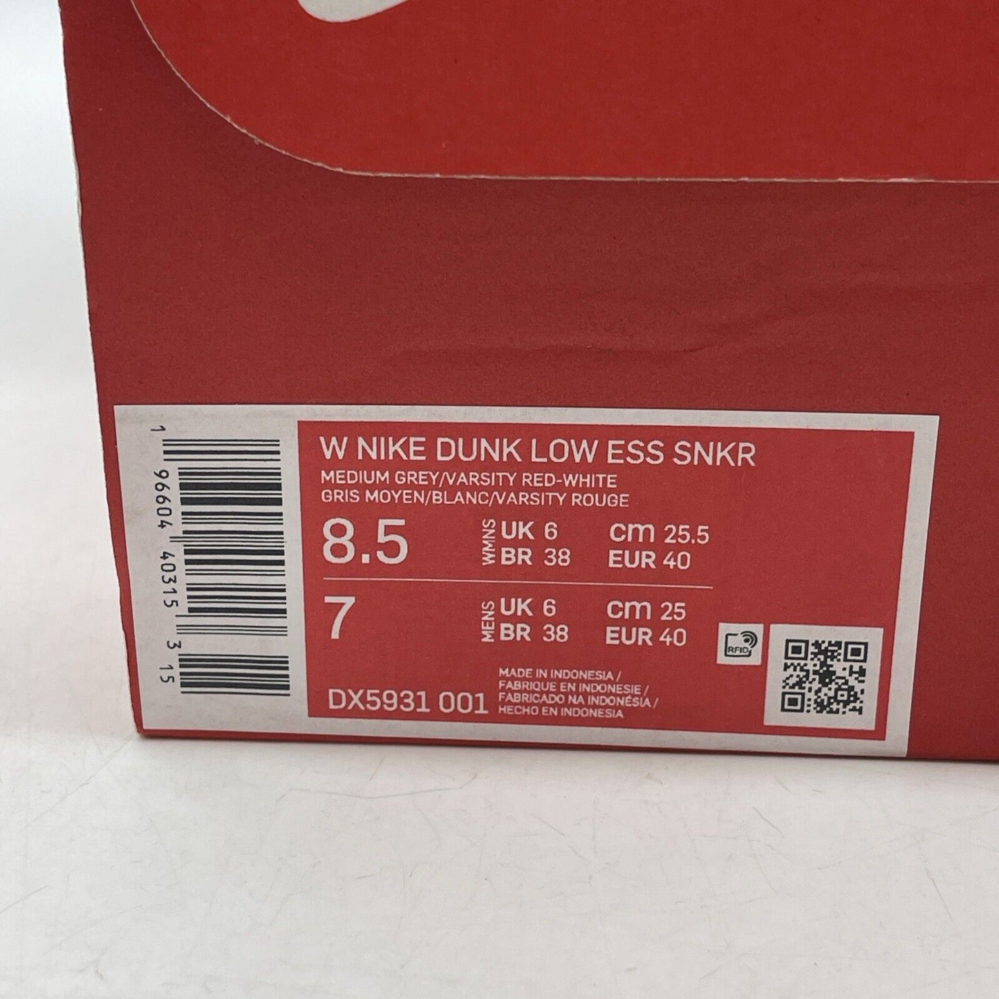 Size 8.5W - Nike Dunk Low Satin UNLV Red Grey Suede White Leather (DX5931-001)