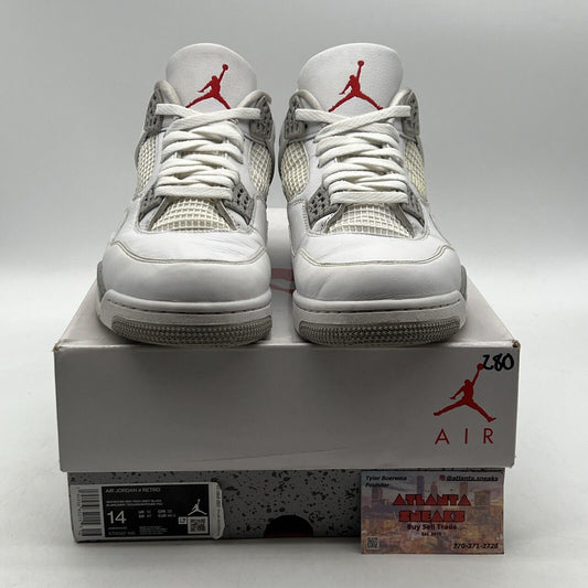 Size 14 - Jordan 4 Retro Mid White Oreo White Red Leather (CT8527-100)