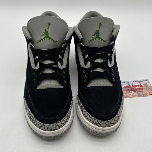Size 8 - Jordan 3 Retro Mid Pine Green Black Celtics Yellow Suede Elephant Print