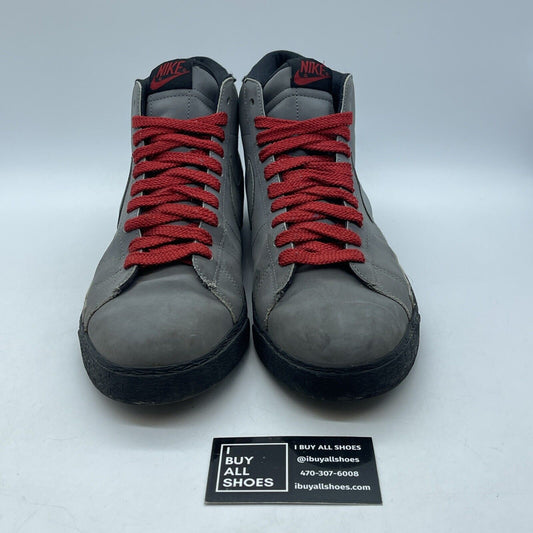 Size 13 - Nike Blazer High Gray Black Red Suede (315877-007)