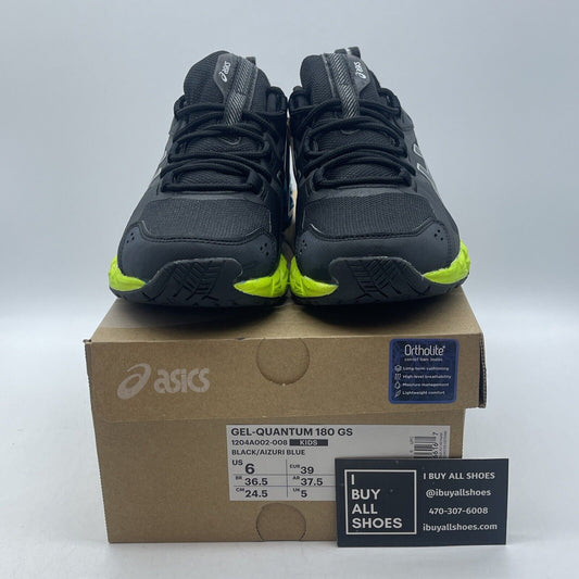 Size 6Y - Kids AsicsGel Quantum Black Blue Green Suede Leather (180-6-1204A002)