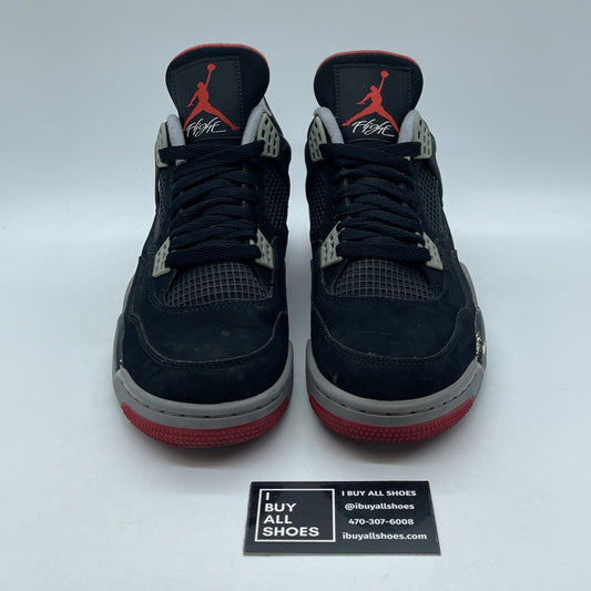 Size 9.5 - Jordan 4 Retro bred release Black Grey Suede (308497-089)