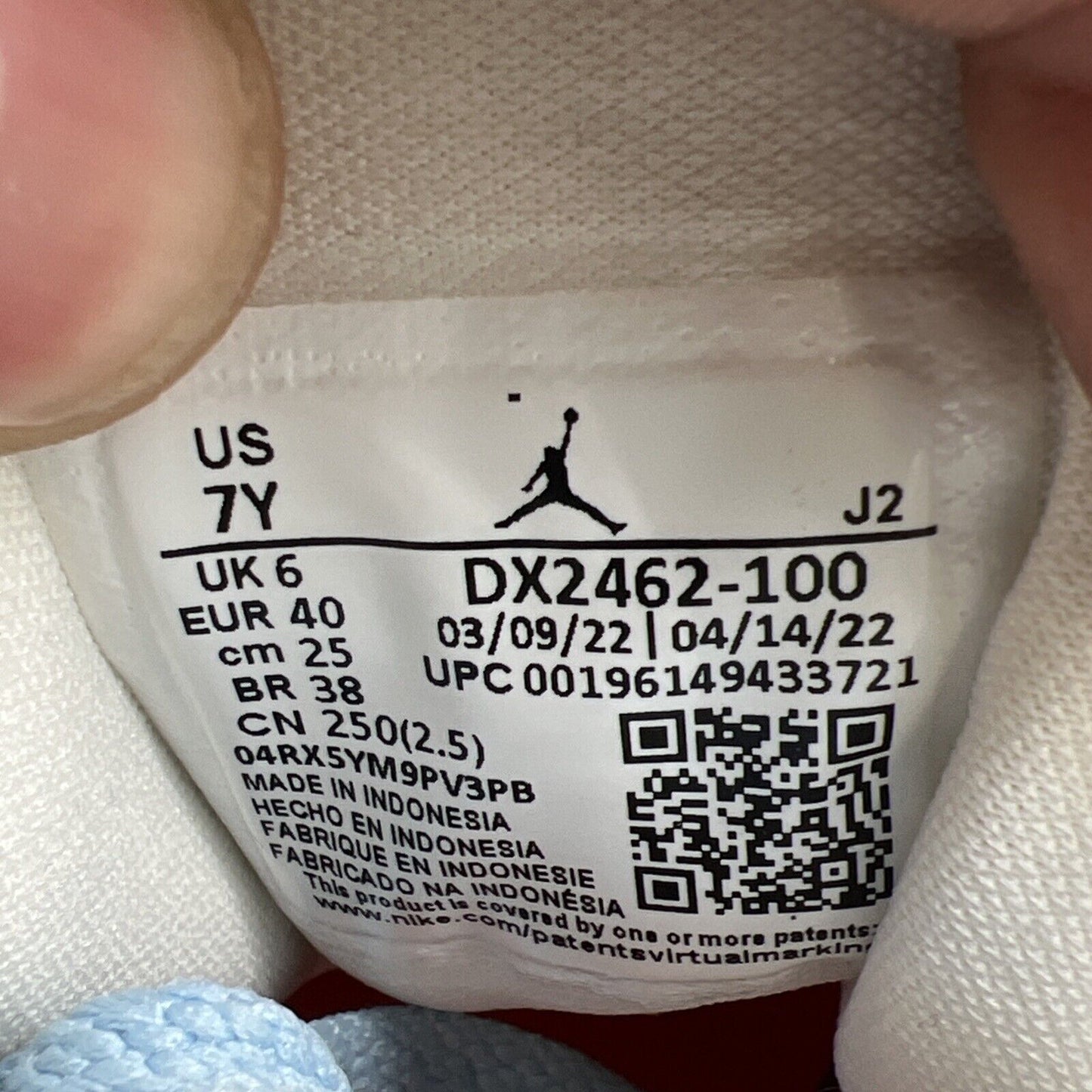 Size 7Y - Nike Air Jordan 1 Mid SE 'Stitch' Sail Blue White (DX2462-100)