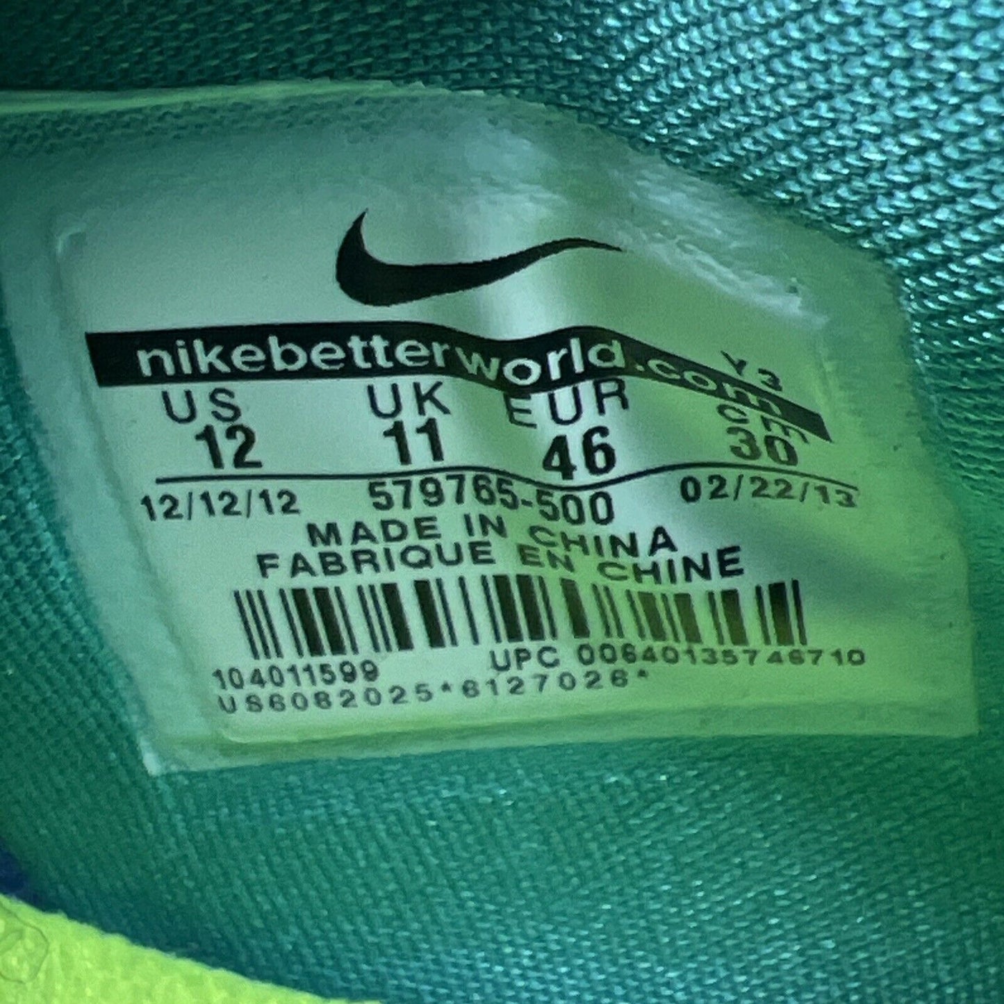 Size 12 - Nike Air Max LeBron 10 Low Sprite Blue White (579765-500)