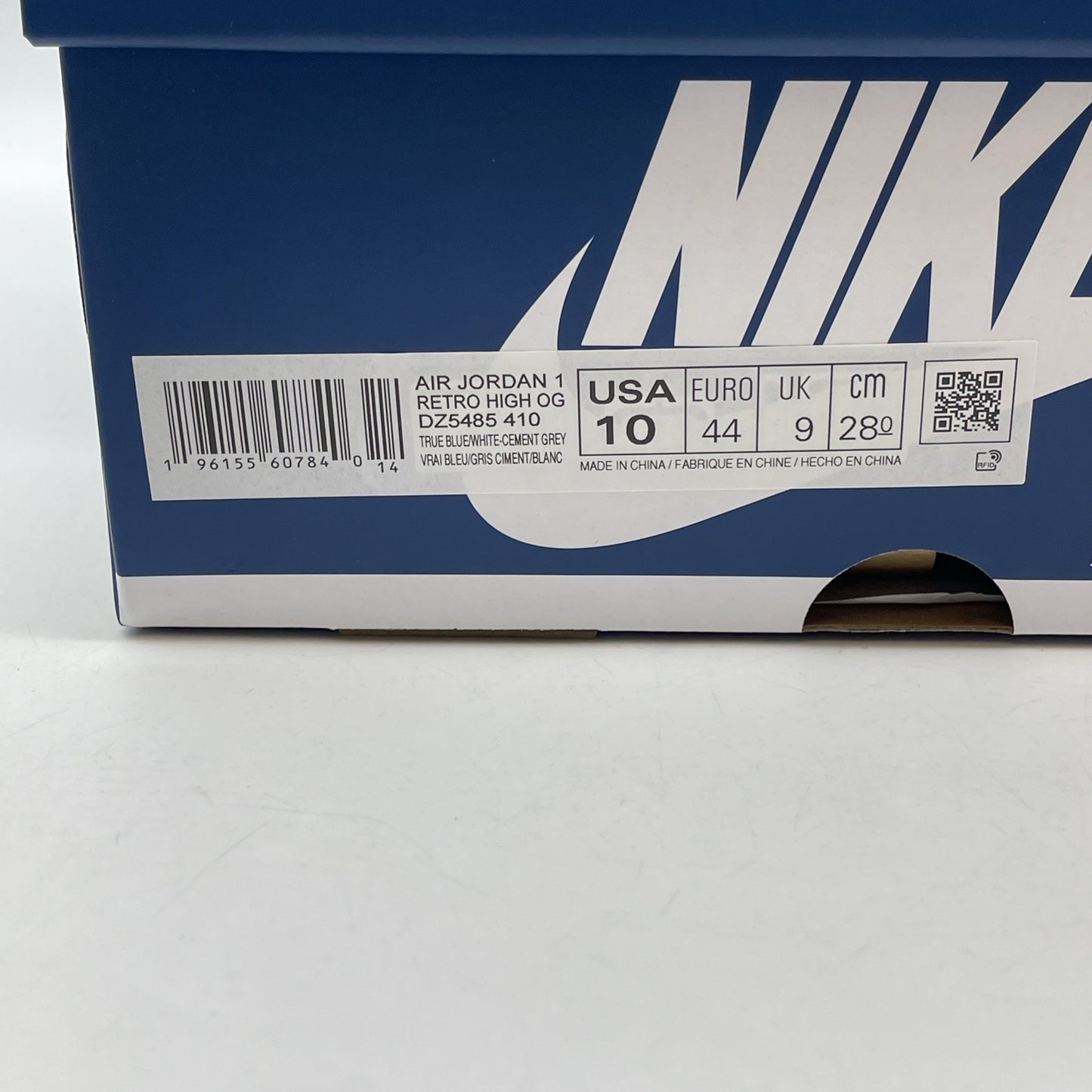 Size 10 - Jordan 1 Retro OG High True Blue White Grey Suede Leather (DZ5485-410)
