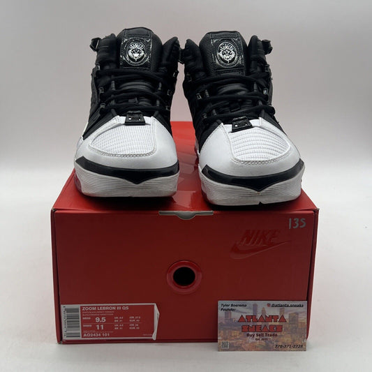 Size 9.5 - Nike Zoom LeBron 3 Retro QS 2019 Home Black White Red (AO2434-101)
