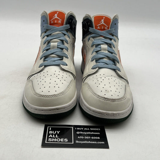 Size 7Y - Nike Air Jordan 1 Mid SE 'Stitch' Sail Blue White (DX2462-100)