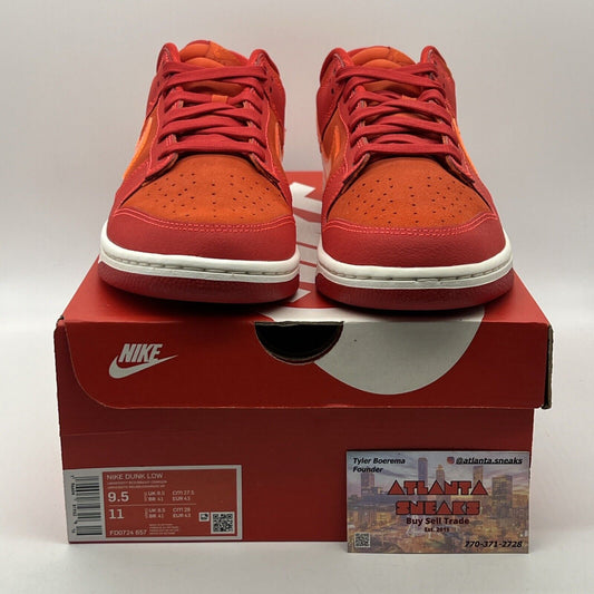 Size 9.5 - Nike Dunk Low ATL - (FD0724-657) Suede White Orange