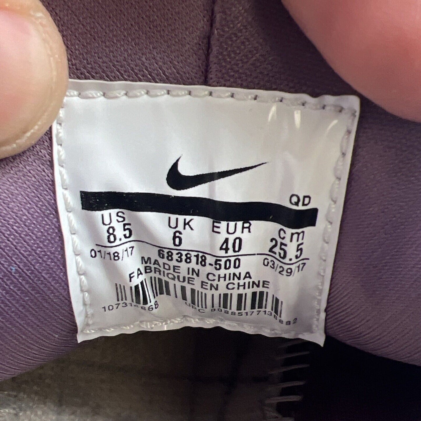 Size 8.5 - Nike Huarache Run Premium Violet Dust W (683818-500)