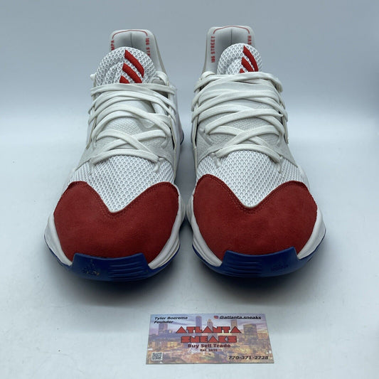Size 13.5 - adidas Harden Vol. 4 Question Red Brown White Suede Leather (FV5598)