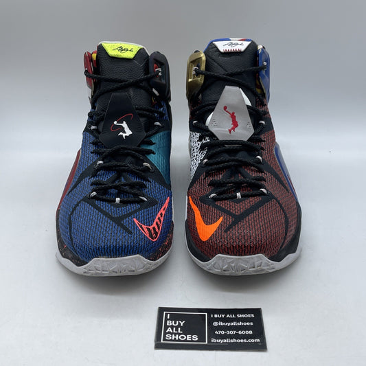 Size 14 - Nike LeBron 12 SE What The Black Gold Suede Leather (802193-909)