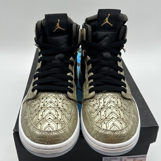 Size 9 - Jordan 1 Zoom Comfort Gold Laser 2021 Blue Black Suede Icy Soles New OG