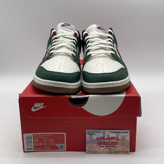 Size 13 - Nike Dunk Low Gorge Green Team Red Brown White Leather (FB7160-161)