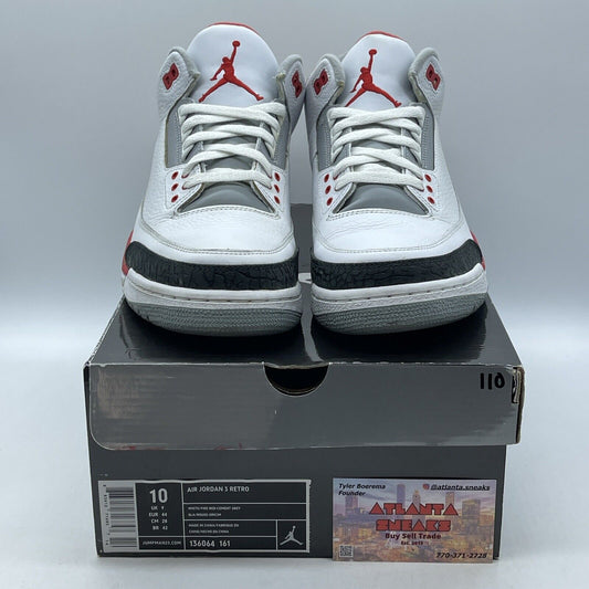 Size 10 - Air Jordan 3 Retro 2007 Fire Red White Leather Grey Suede (136064-161)