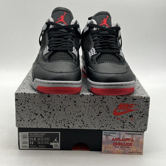 Size 11.5 - Air Jordan 4 Retro Bred Reimagined Red White Leather (FV5029-006)