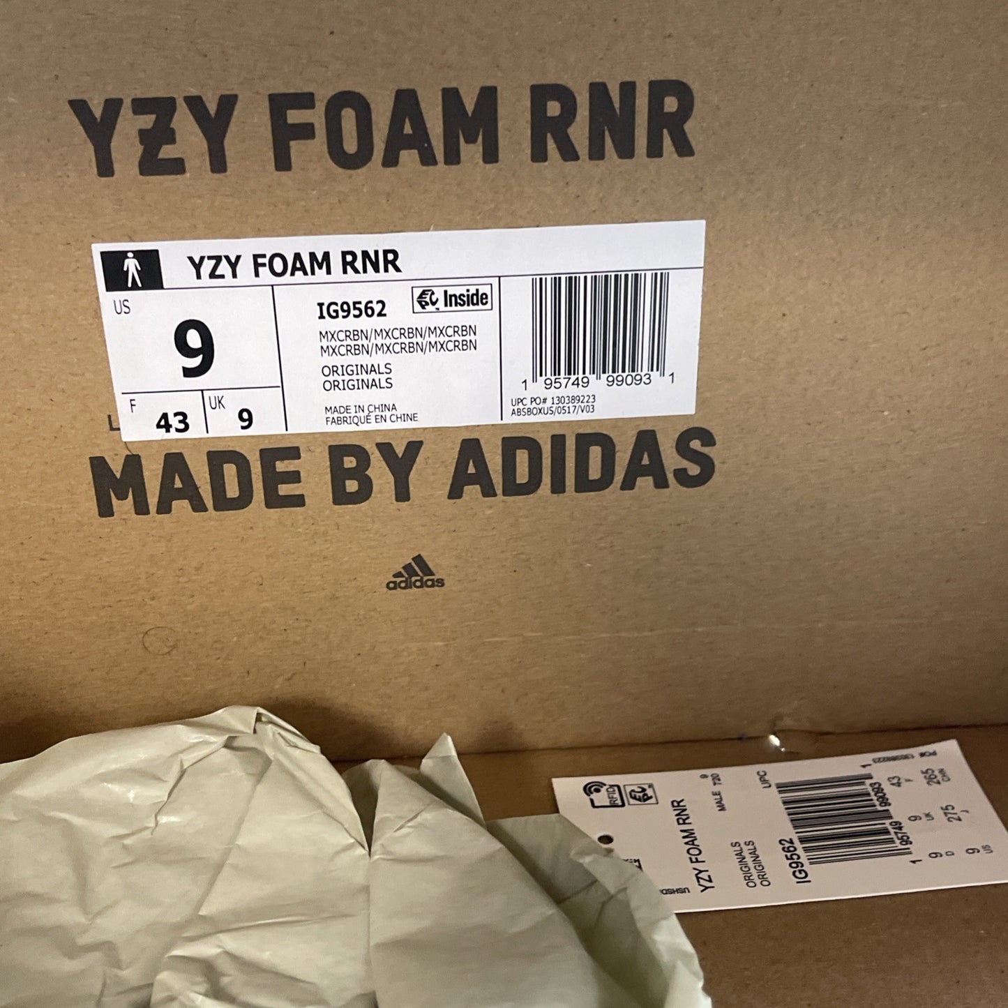 Size 9 - Adidas Yeezy Foam Runner MX Carbon Black Purple Rubber (IG9562)