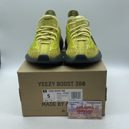 Size 5 - adidas Yeezy Boost 380 Hylte Glow Yellow Green Suede (FZ4994)