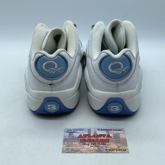Size 7 - Reebok Question Low White Carolina Blue Iverson White Leather (FY2345)
