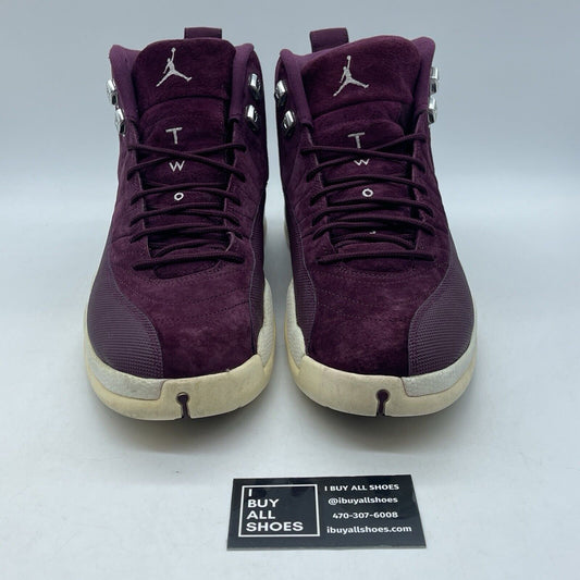 Size 12 - Air Jordan 12 Retro Bordeaux Silver Suede Leather (130690-617)