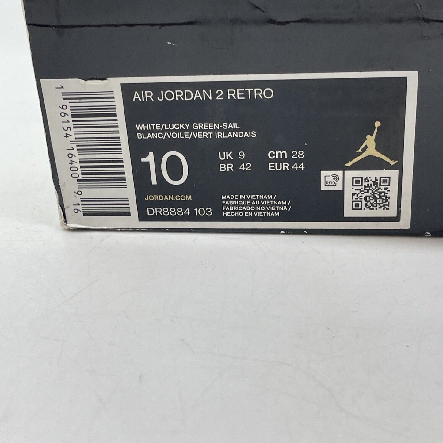 Size 10 - Jordan 2 Retro Lucky Green grey White Leather (DR8884-103)