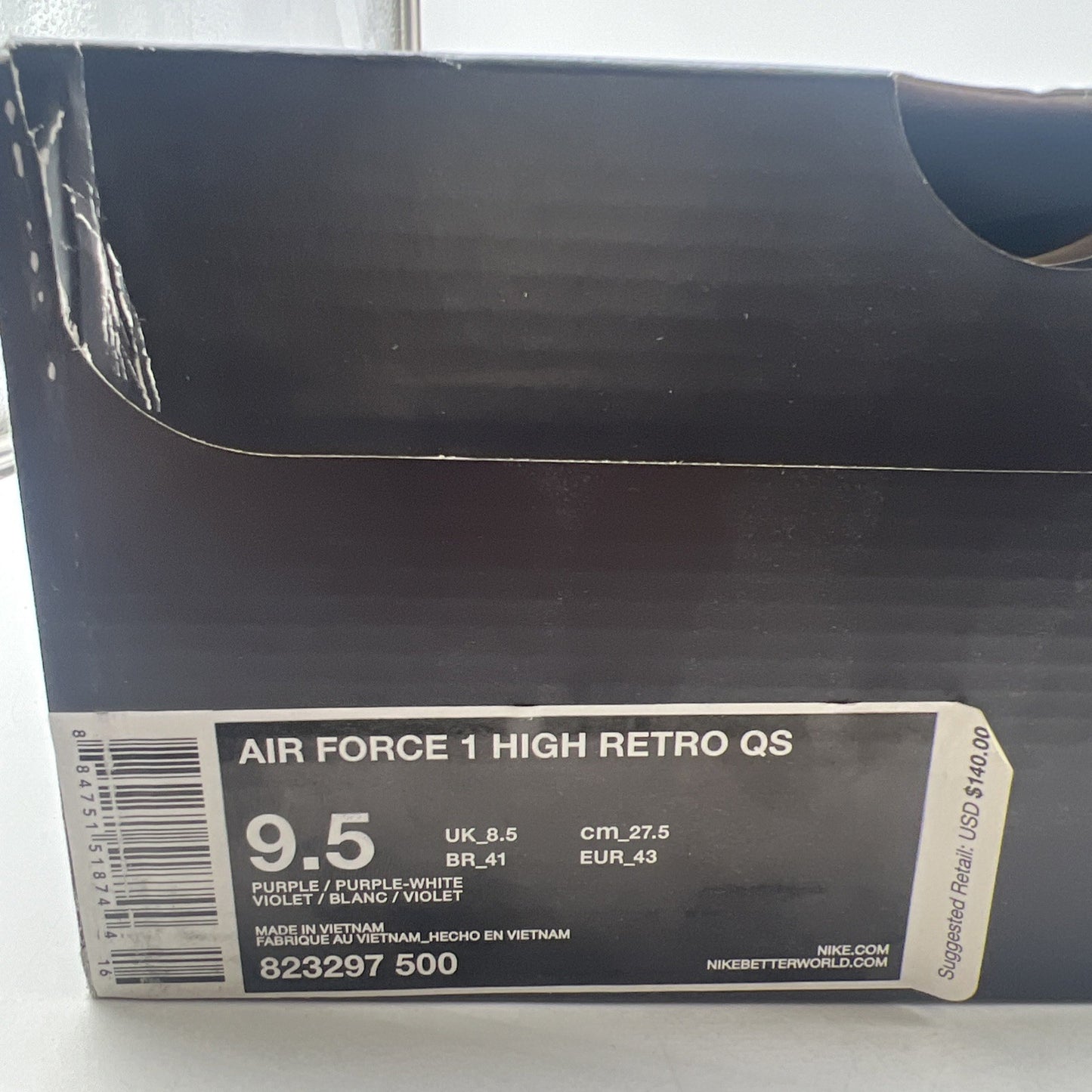 Size 9.5 - Nike Air Force 1 SP High Purple White (823297-500)