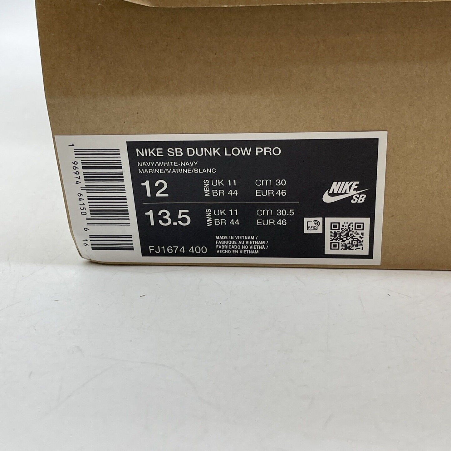 Size 12 - Nike SB Dunk Low Pro ISO Navy Gum White Leather (FJ1674-400)