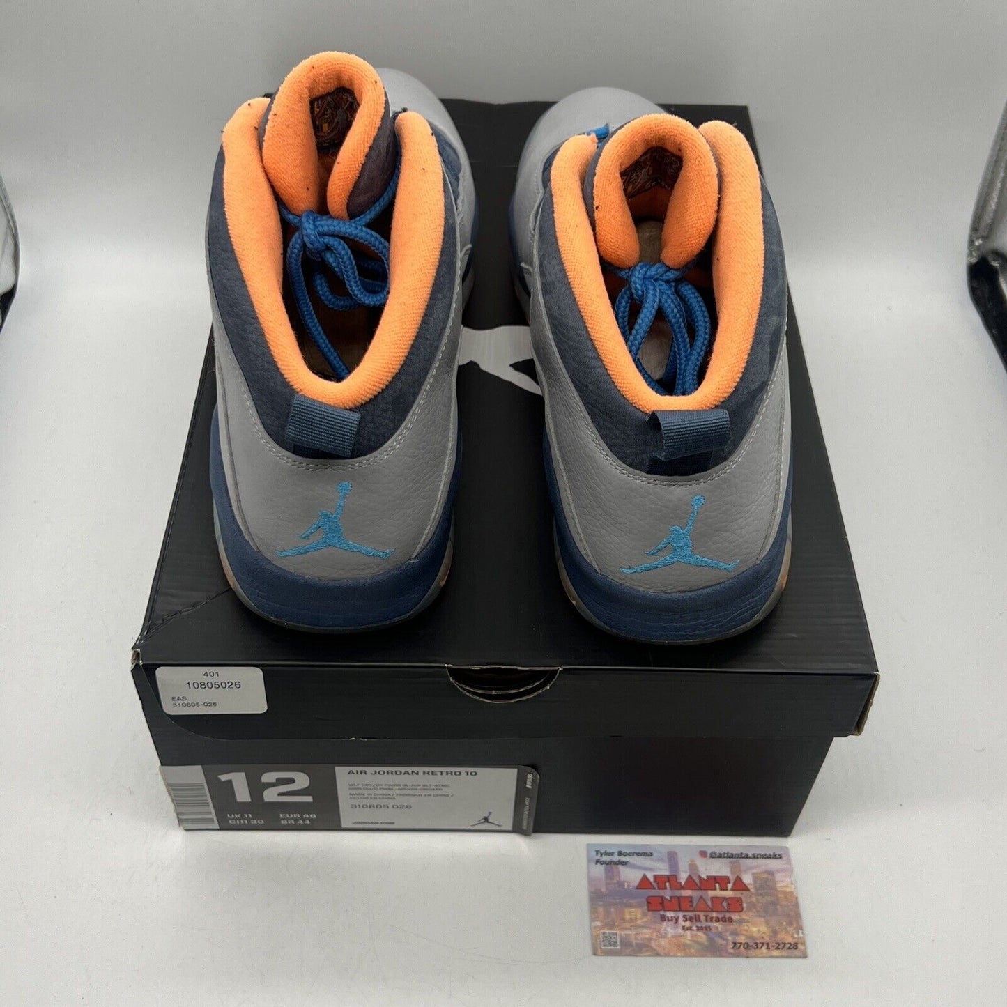 Size 12 - Air Jordan 10 Retro Bobcats Navy Grey Orange Leather Suede 310805-026