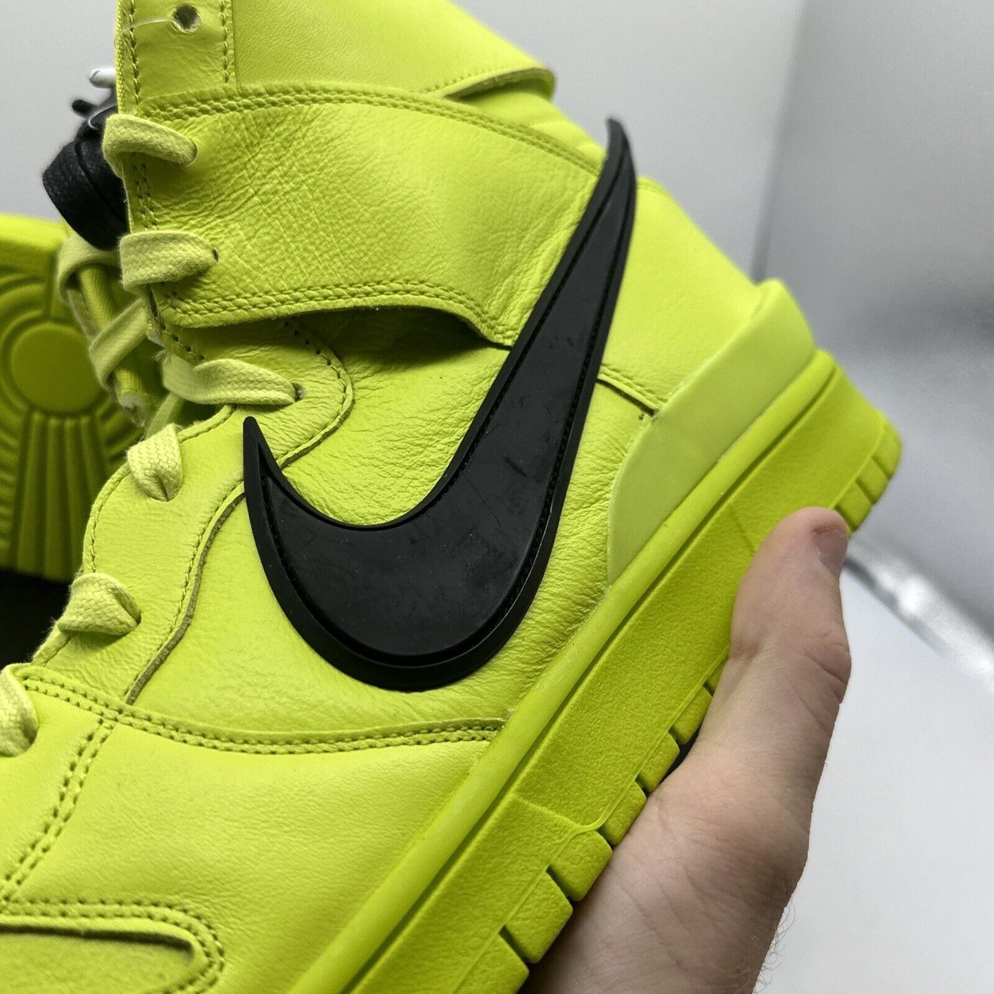Size 13 - Nike Dunk High AMBUSH Flash Lime Green Black Premium Leather OG All N