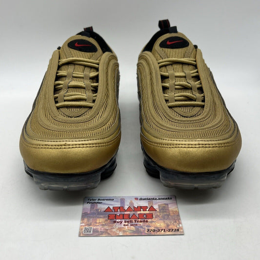 Size 12 - Nike Air Vapormax 97 Metallic Gold Red Black Leather (AJ7291-700)