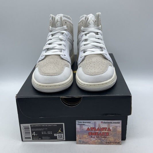 Size 4Y - Air Jordan 1 Mid Craft SE White Brown Gray Suede Leather (FB9142-120)