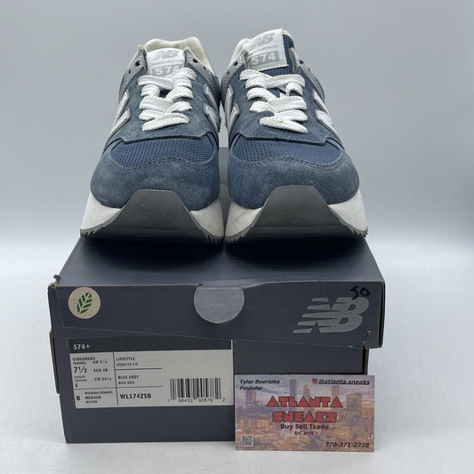 Size 7.5W- New Balance 574+ Vintage Indigo Grey Blue Suede Leather (WL574ZSB)