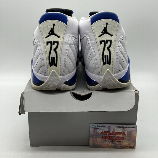 Size 8 - Air Jordan 14 Retro Hyper Royal White Blue Leather Used