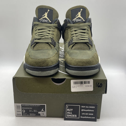 Size 9 - Jordan 4 SE Retro Low Craft Olive Black Leather Suede (FB9927-200)