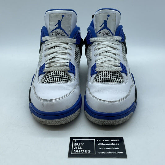 Size 10 - Jordan 4 Retro Mid Motorsports White Black Blue Leather (308497-117)