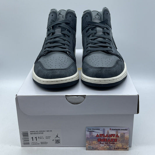 Size 11.5 - Air Jordan 1 mid Distressed Smoke Grey White Suede (Fj3448-001)