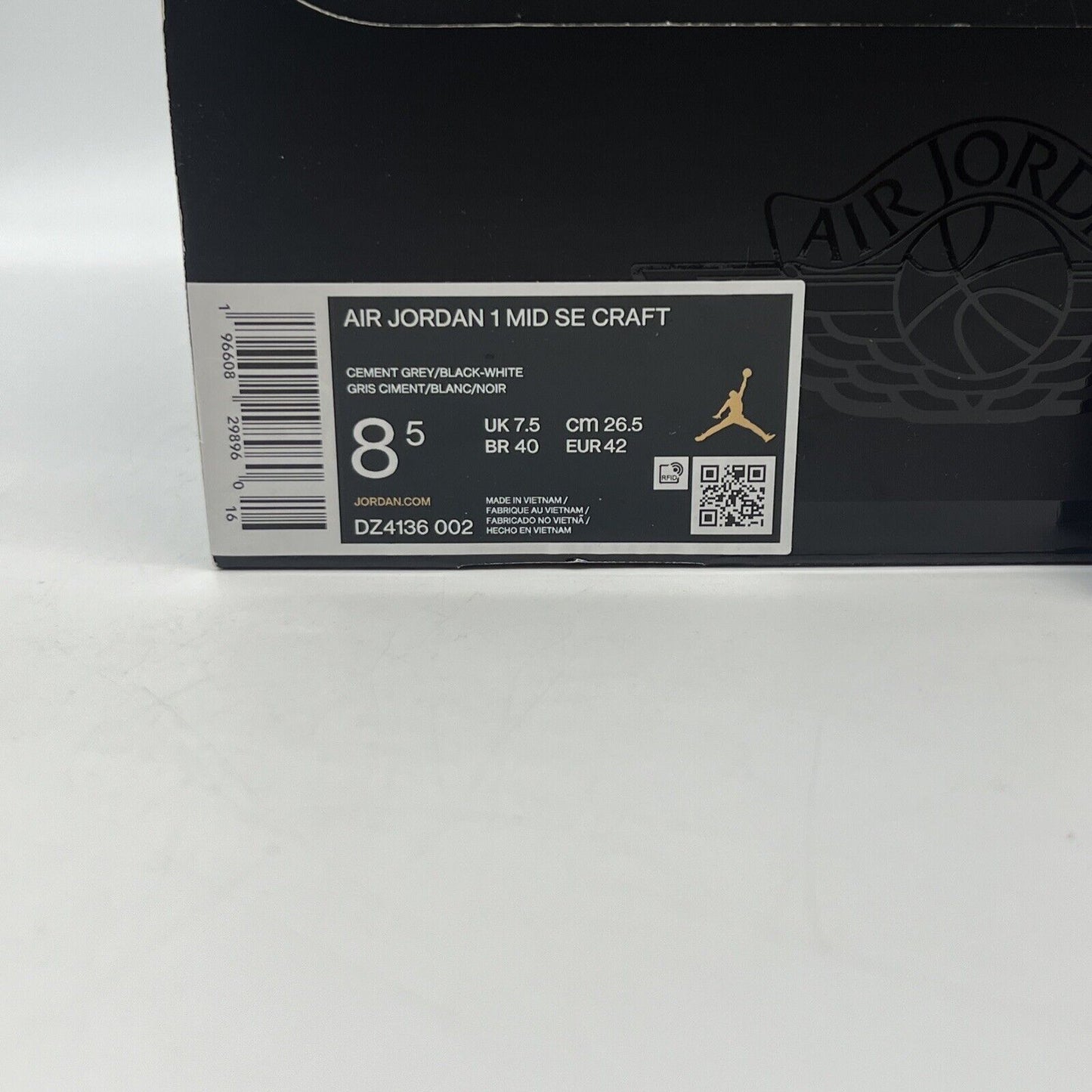Size 8.5 - Jordan 1 Mid SE Craft Inside Out - Cement Grey Brand New