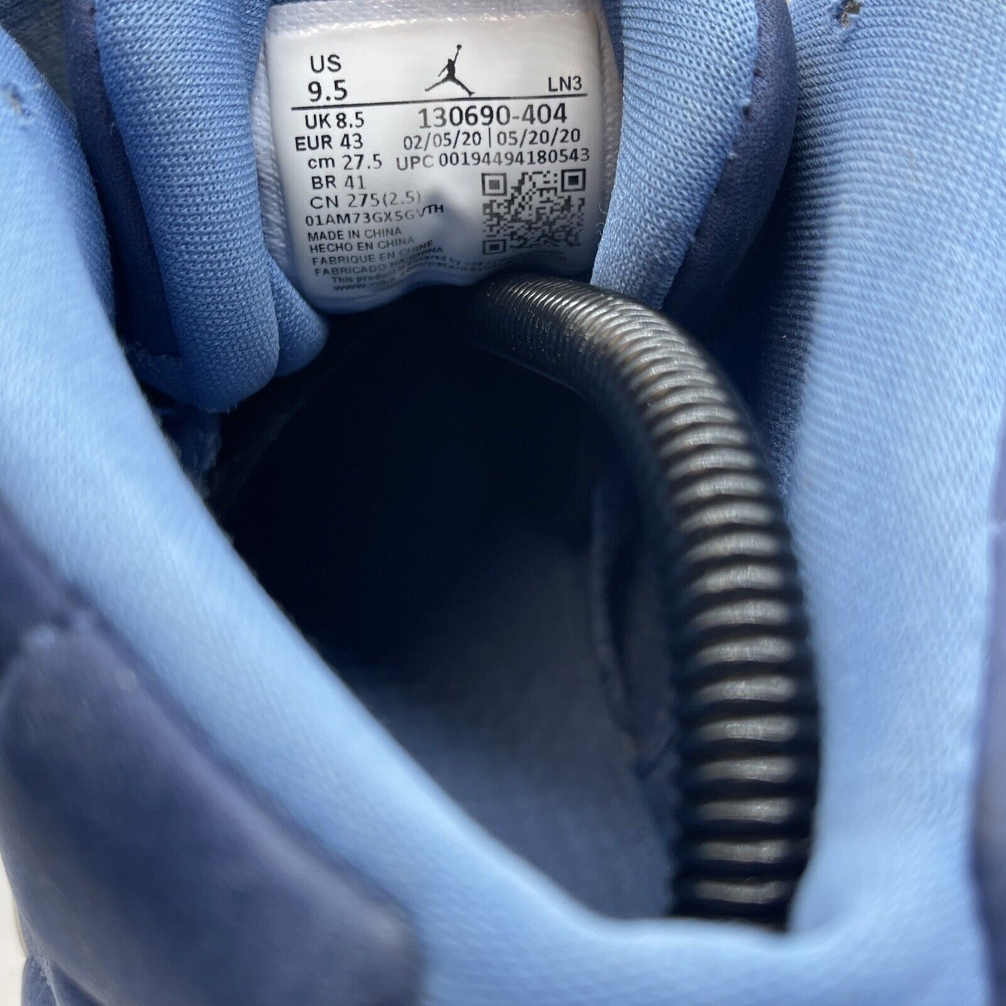 Size 9.5 - Jordan 12 Retro Indigo Blue White Silver Leather (130690-404)