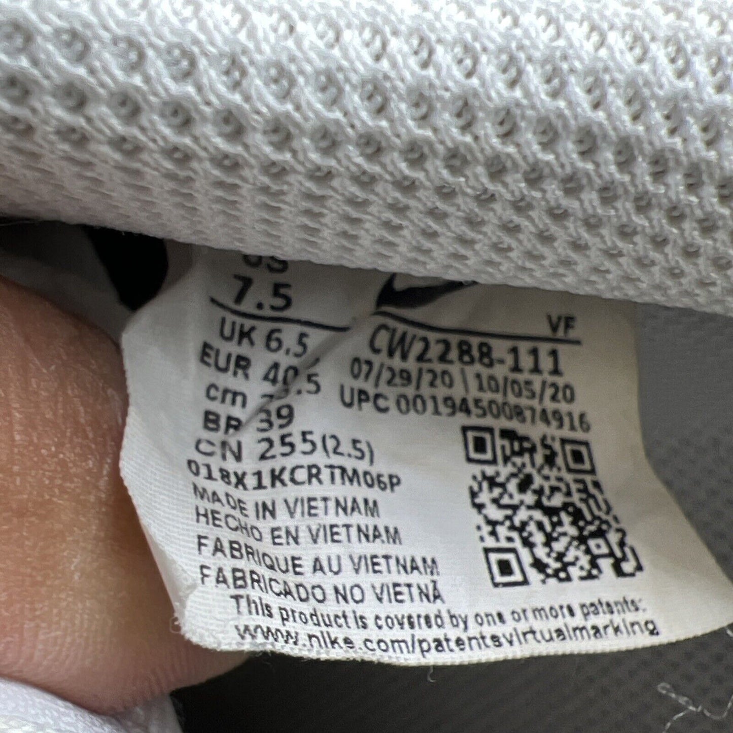 Size 7.5 - Nike Air Force 1 '07 Low Triple White (Custom) (CW2288-111)
