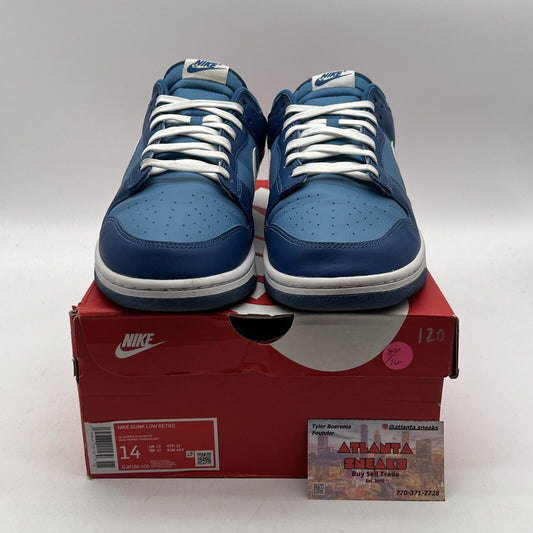 Size 14 - Nike Dunk Low Dark Marina Blue White Leather (DJ6188-400)