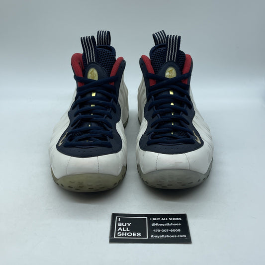 Size 10 - Nike Air Foamposite One PRM Olympic White Blue Suede (575420-400)