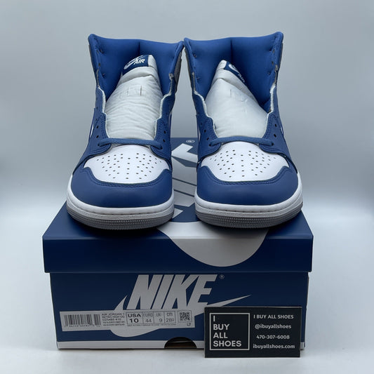 Size 10 - Jordan 1 Retro OG High True Blue White Grey Suede Leather (DZ5485-410)