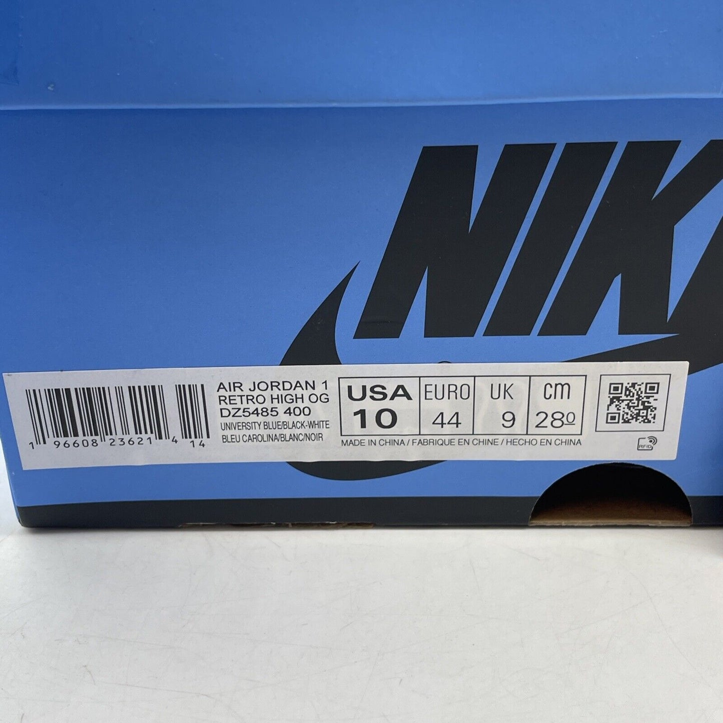 Size 10 - Jordan 1 Retro OG High UNC Toe Black White Blue Leather (DZ5485-400)