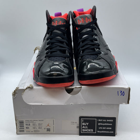 Size 11.5W - Air Jordan 7 Retro Black Gloss Suede Leather (313358-006)