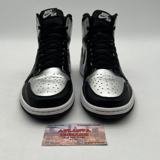 Size 10 - Jordan 1 High OG Metallic Silver White Black Leather (CD0461-001)