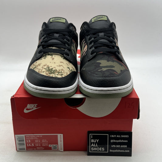 Size 13 - Nike Dunk SE Low Black Multi-Camo (DH0957-001)