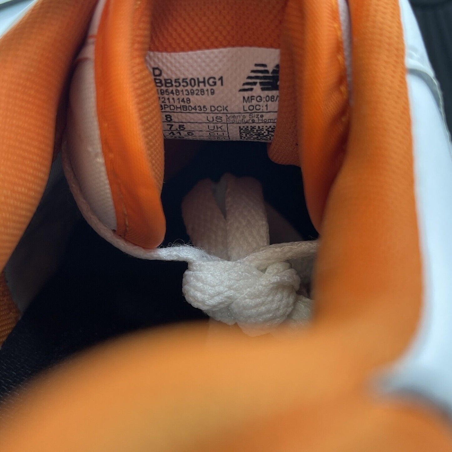 Size 8 - New Balance 550 Varsity Orange White Black Leather (BB550HG1)