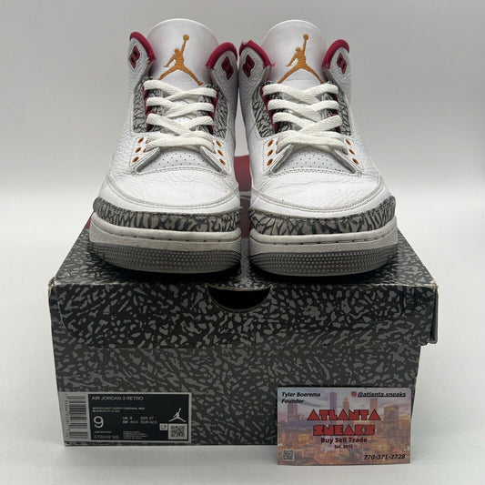 Size 9 - Jordan 3 Retro Mid Cardinal Red White Grey Black Leather (CT8532-126)